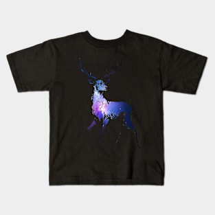 BLUE DEER IN THE NIGHT Kids T-Shirt